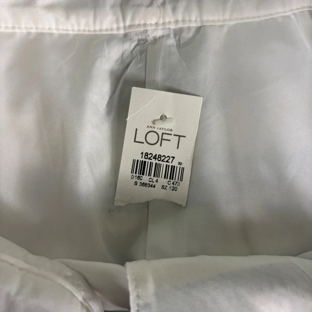 Ann Taylor LOFT Striped Mini Skirt Navy Grey Cream Textured Woven Size 12